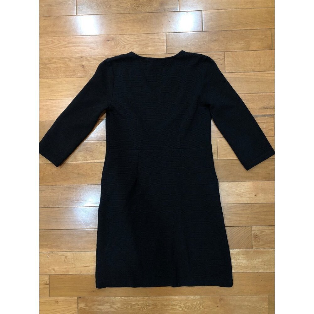 Boden Bronte Ottoman V-Neck 3/4 Sleeve Black Shift Dress Size 6R - Picture 5 of 9